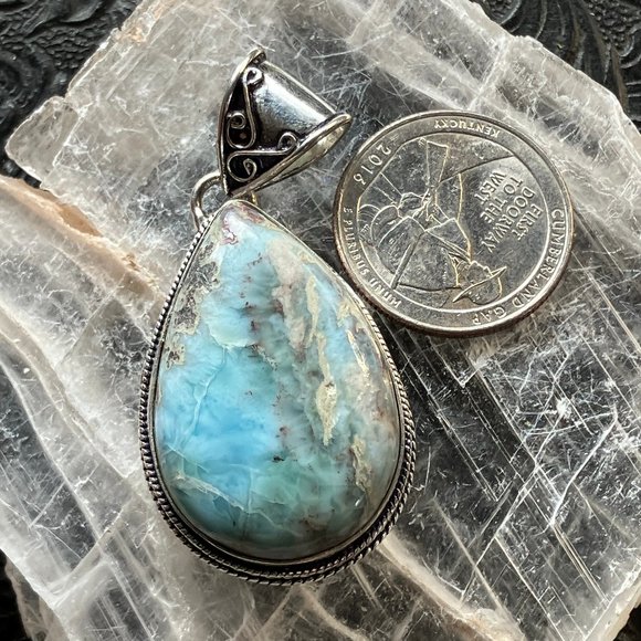 Natural Larimar Stone Jewelry Crystal Pendant - Picture 3 of 9